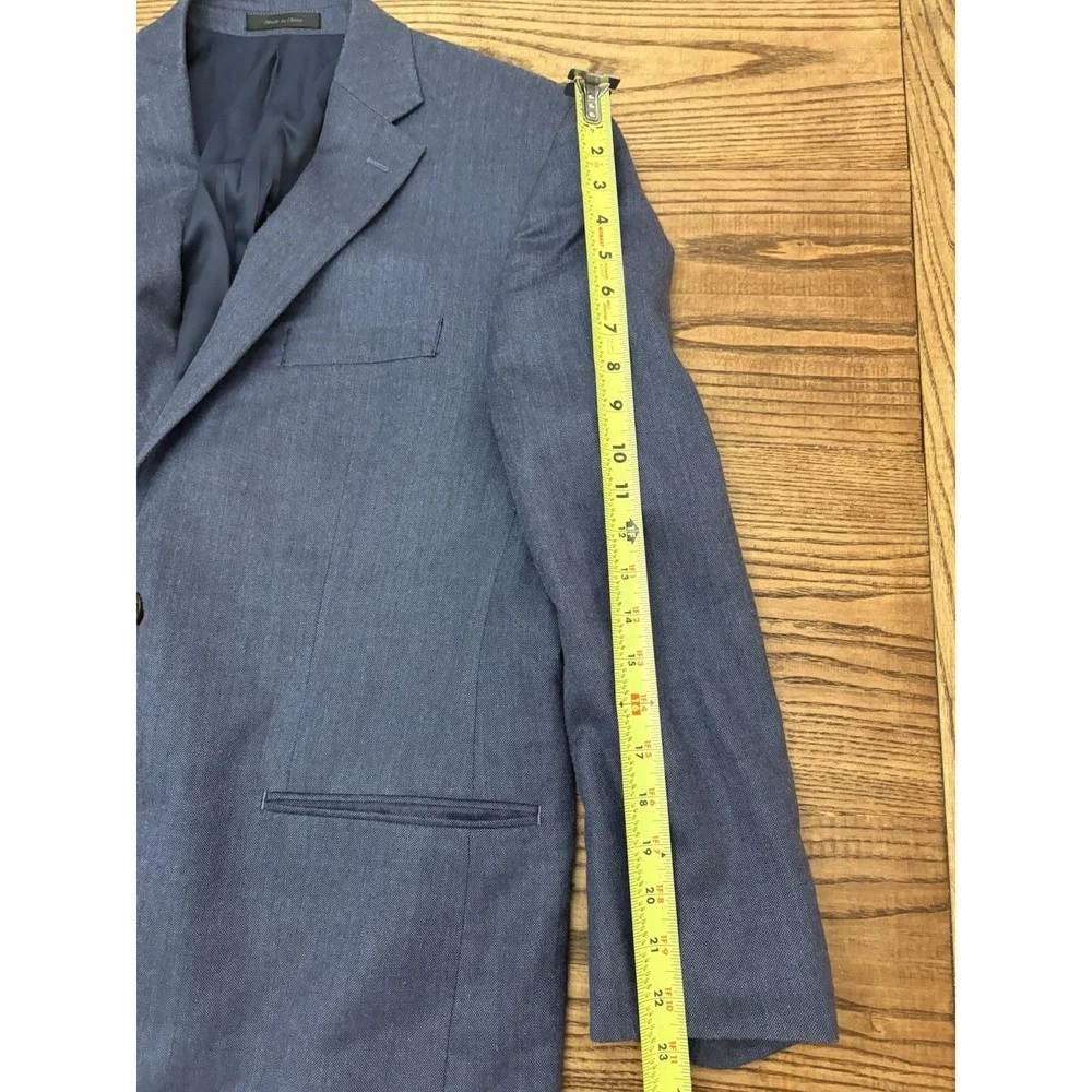 Lauren Ralph Lauren Men's‎ Blue Silk Blend 2-Button Sport Coat Blazer Size 44 R